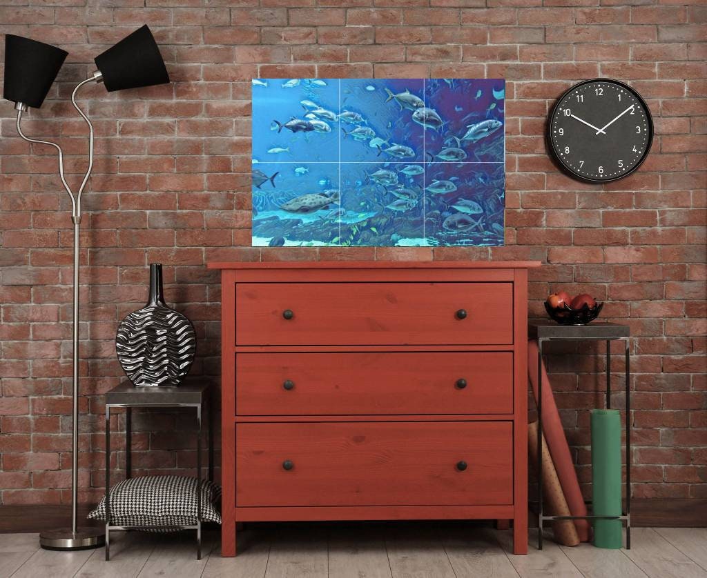 Tile Mural/Mosaic Ceramic Panel of an Ocean Fish Underwater World - Fish Wall Art - Tile Mural Art Print - Home Decor - Tile Mosaic