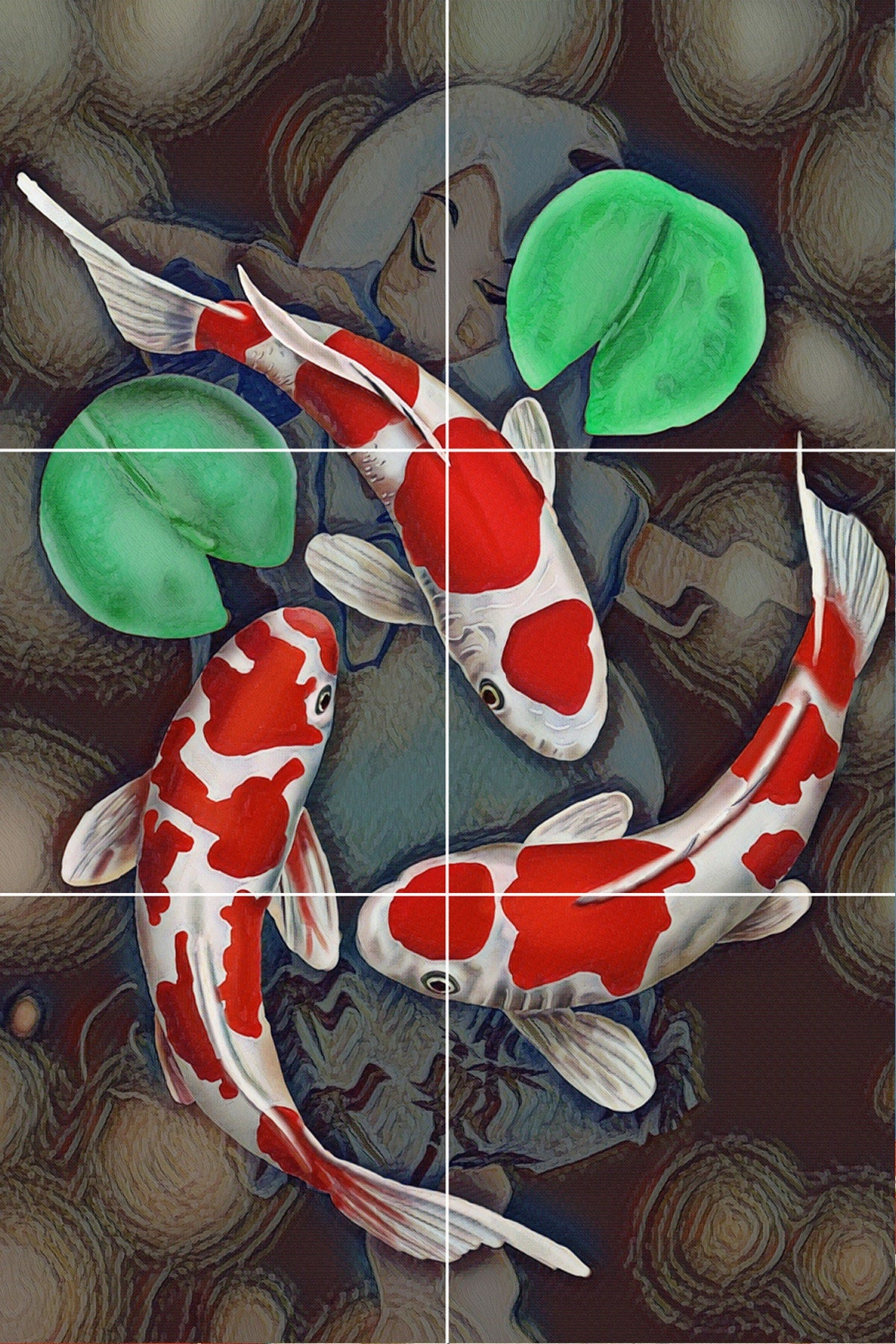 Tile Mural/Mosaic Ceramic Panel of a Japanese Koi Fish Japan Painting - Japanese Koi fish print - Tile Mural - Gloss Tiles - Tile Mosaic