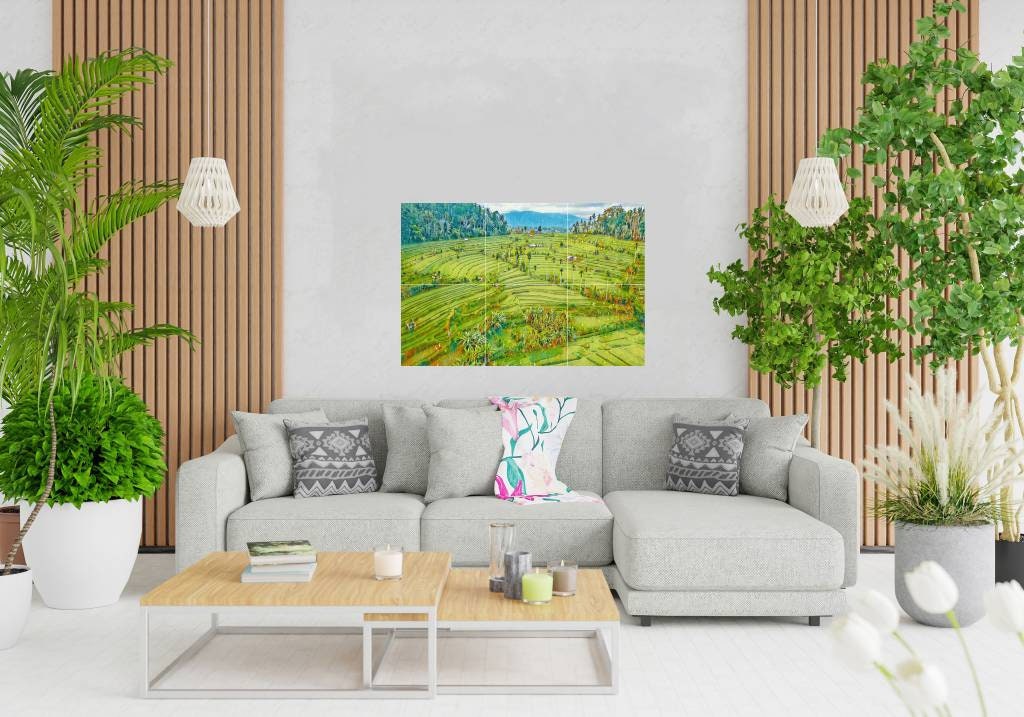 Tile Mural/Mosaic Ceramic Panel of Bali Indonesia Rice Terrace Landscape - Indonesia Wall Print - Tile Mural - Gloss Tiles - Tile Mosaic