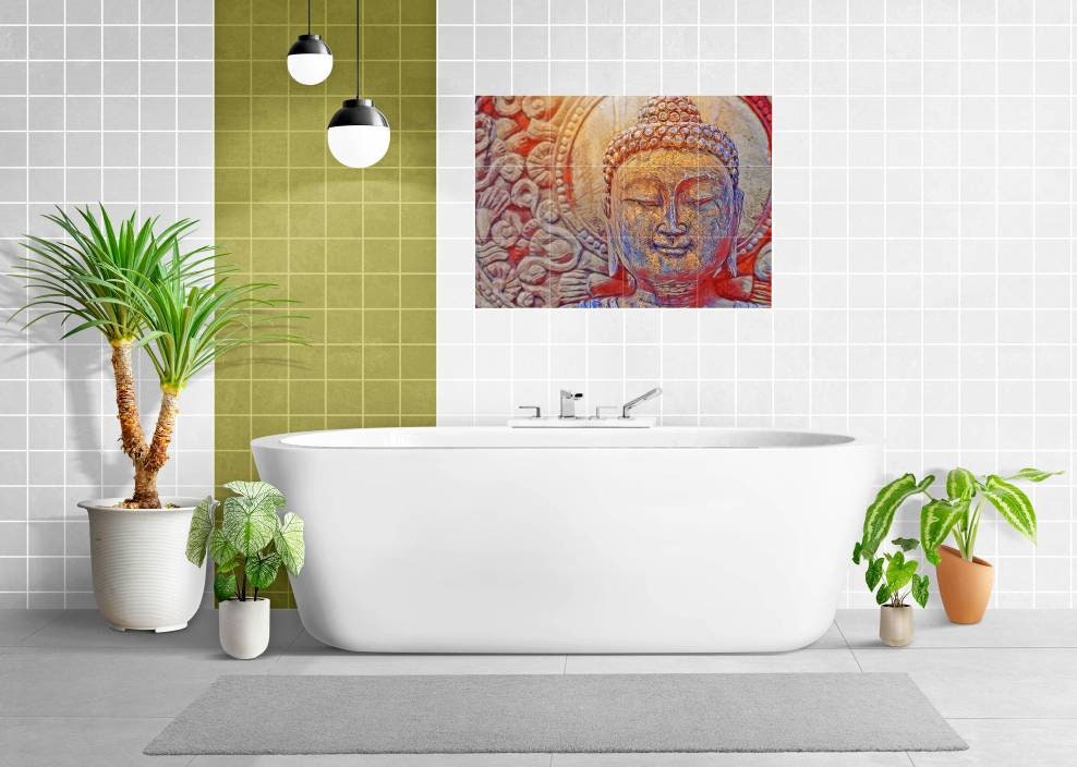 Tile Mural/Mosaic Ceramic Panel of Buddha - Buddha wall print - Buddha wall art - Buddhism print - Tile Mural - Gloss Tiles - Tile Mosaic