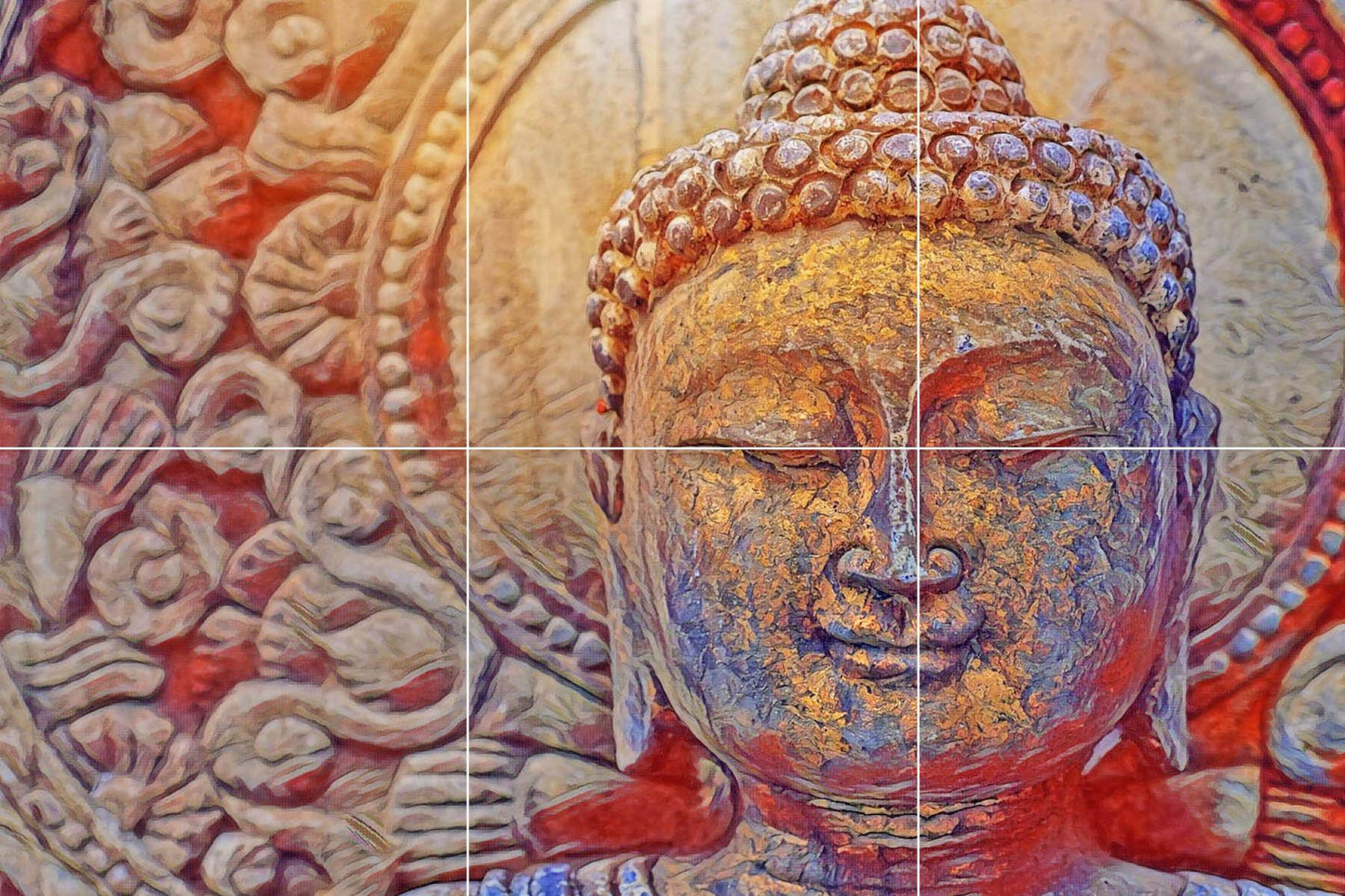Tile Mural/Mosaic Ceramic Panel of Buddha - Buddha wall print - Buddha wall art - Buddhism print - Tile Mural - Gloss Tiles - Tile Mosaic