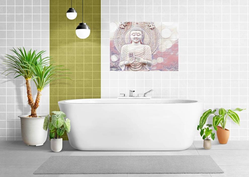 Tile Mural/Mosaic Ceramic Panel of Buddha - Buddha wall print - Buddha wall art - Tile Mural - Gloss Tiles - Tile Mosaic - Bathroom tiles