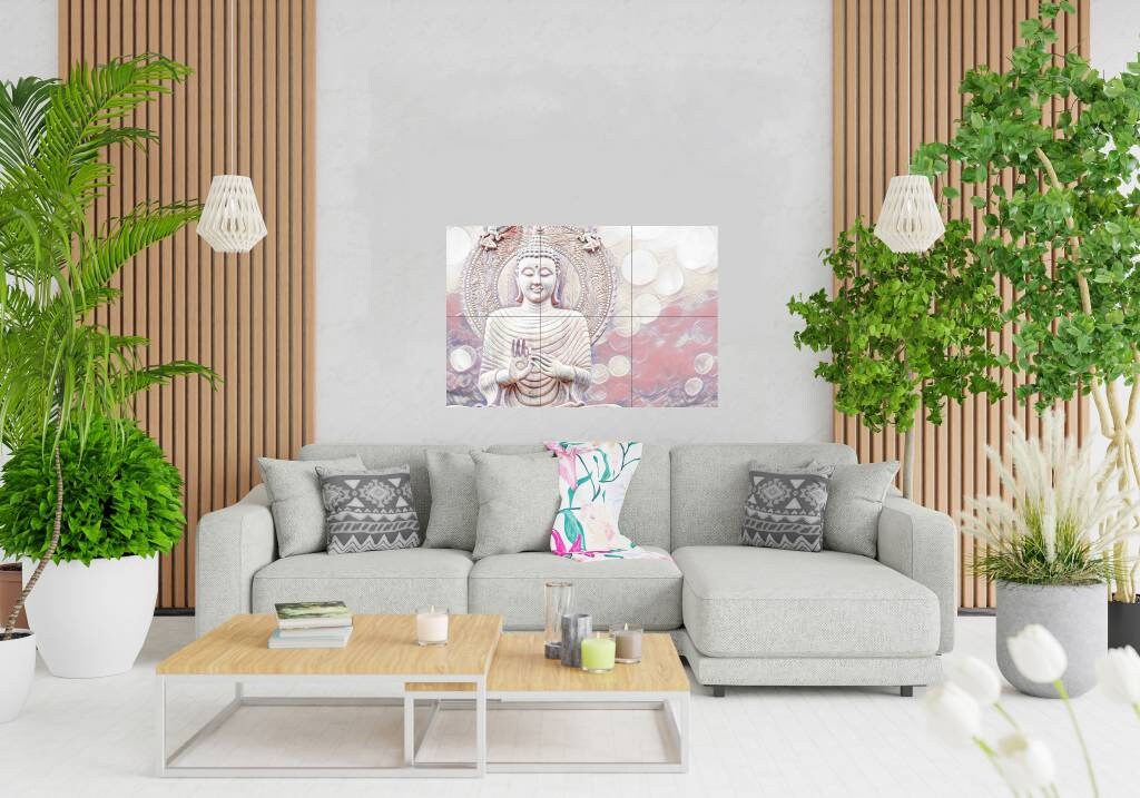 Tile Mural/Mosaic Ceramic Panel of Buddha - Buddha wall print - Buddha wall art - Tile Mural - Gloss Tiles - Tile Mosaic - Bathroom tiles