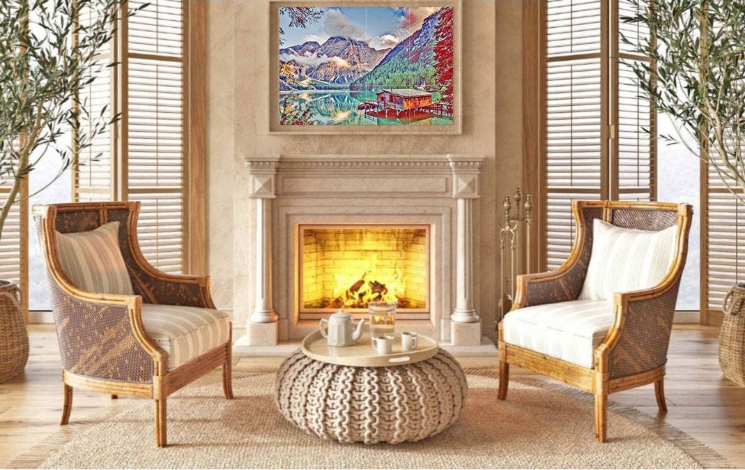 Tile Mural/Mosaic Ceramic Panel of Dolomites - Dolomites wall print - Italian Mountains wall print - Gloss Tiles - Tile Mosaic - Wall tiles