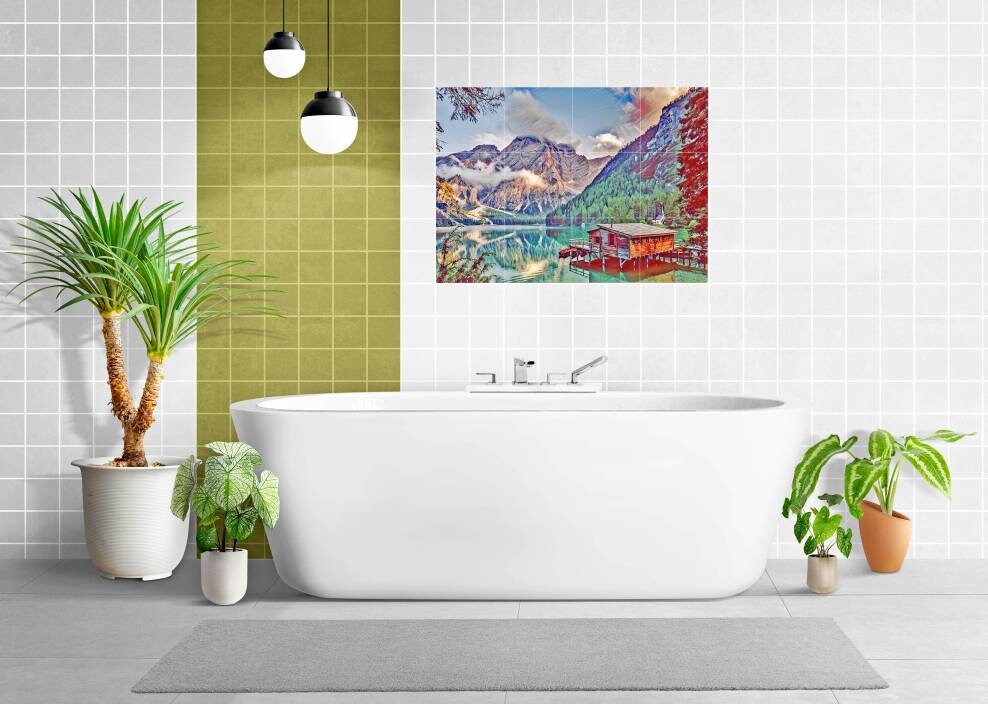 Tile Mural/Mosaic Ceramic Panel of Dolomites - Dolomites wall print - Italian Mountains wall print - Gloss Tiles - Tile Mosaic - Wall tiles