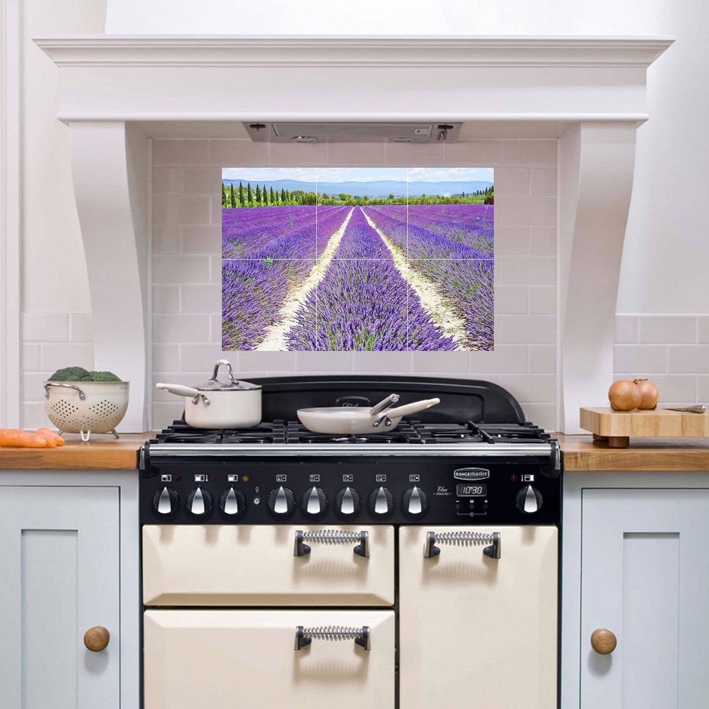 Tile Mural/Mosaic Ceramic Panel of a Lavender Field - Lavander wall print - Provence Art Print - Home Decor - Tile Mosaic - Bathroom tiles