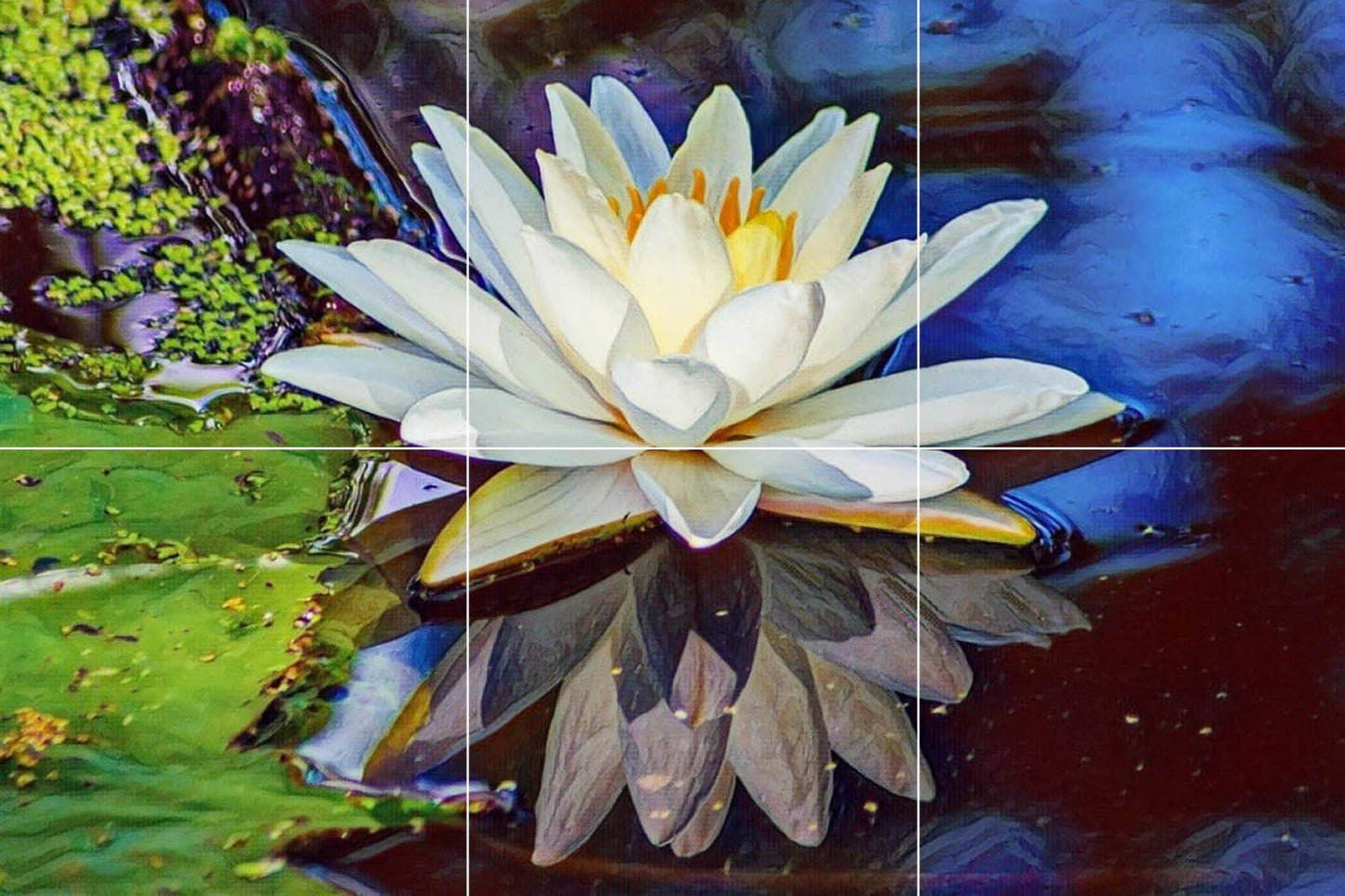 Tile Mural/Mosaic Ceramic Panel of Lotus Flowers - Lotus Flower Mural - Lotus Wall Art - Tile Mural - Gloss Tiles - Tile Mosaic