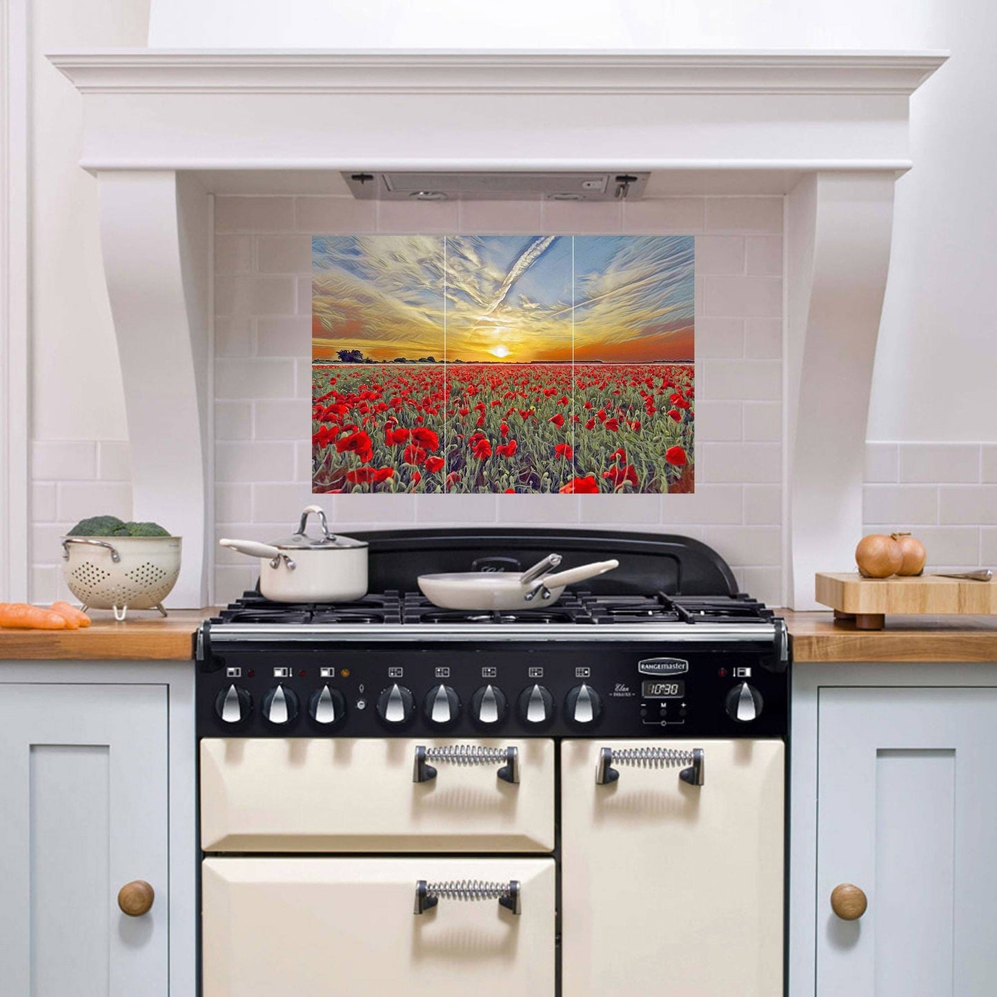 Tile Mural/Mosaic Ceramic Panel of a Poppy Field - Flower Mural - Poppy Wall Art - Tile Mural - Poppy Home Decor - Tile Mosaic