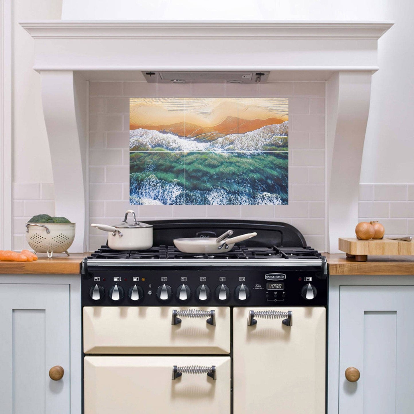 Tile Mural/Mosaic Ceramic Panel of Ocean Waves - Beach Mural - Ocean Waves Wall Mural - Ocean waves wall print - Home Decor - Tile Mosaic