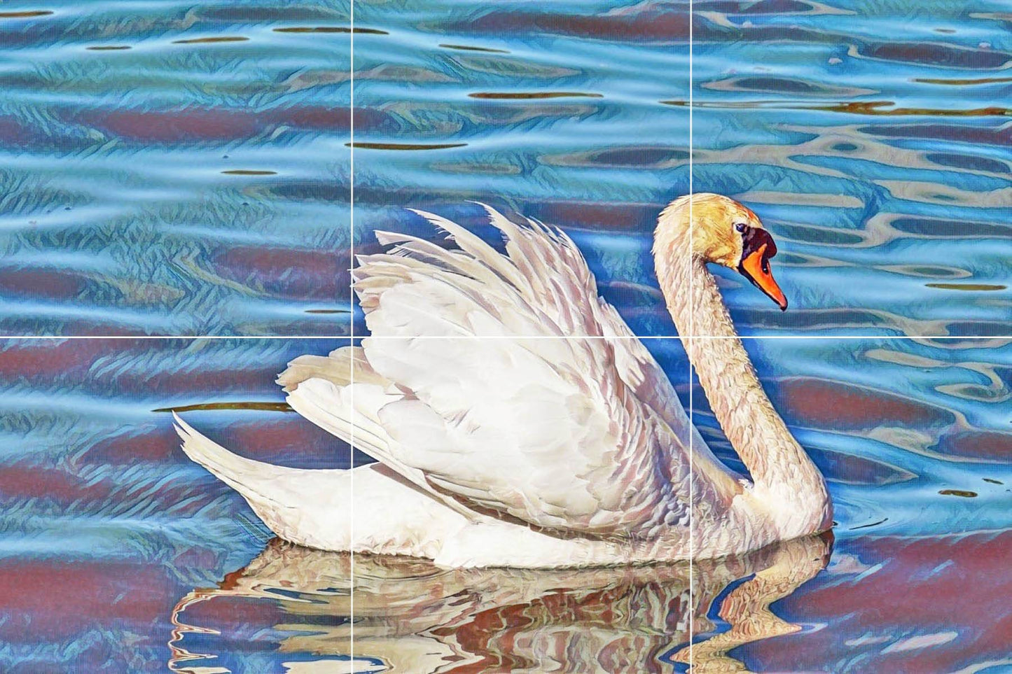 Tile Mural/Mosaic Ceramic Panel of Swan - Bird Mural - Swans Wall Decor - Swan Wall Art - Swan Tile Mural - Gloss Tiles - Tile Mosaic