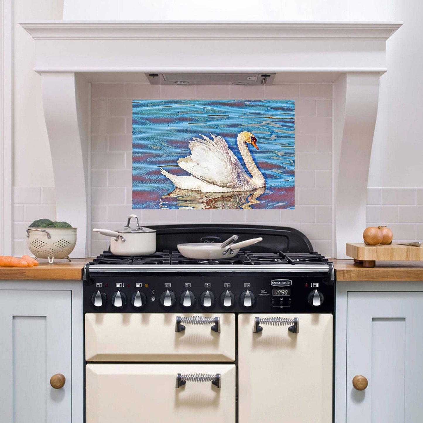 Tile Mural/Mosaic Ceramic Panel of Swan - Bird Mural - Swans Wall Decor - Swan Wall Art - Swan Tile Mural - Gloss Tiles - Tile Mosaic