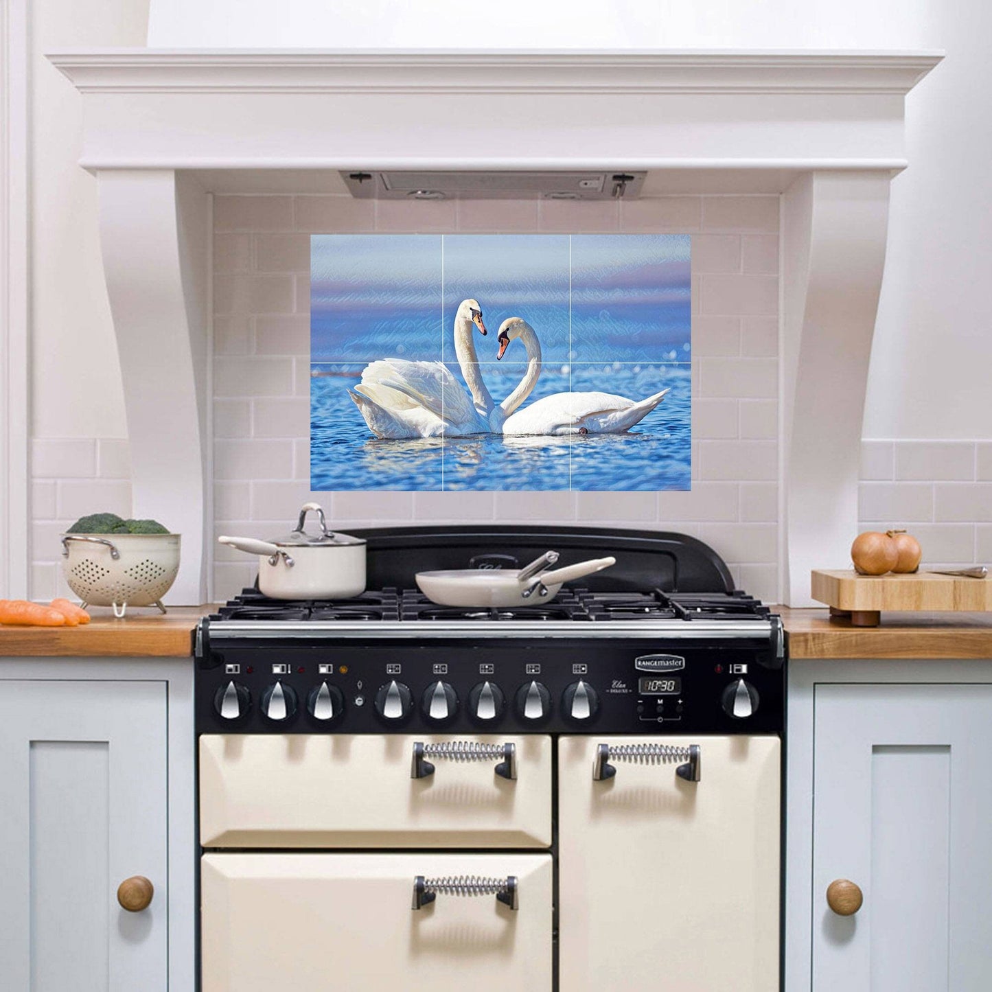 Tile Mural/Mosaic Ceramic Panel of Swan - Bird Mural - Swans Wall Decor - Swan Wall Art - Swan Tile Mural - Gloss Tiles - Tile Mosaic