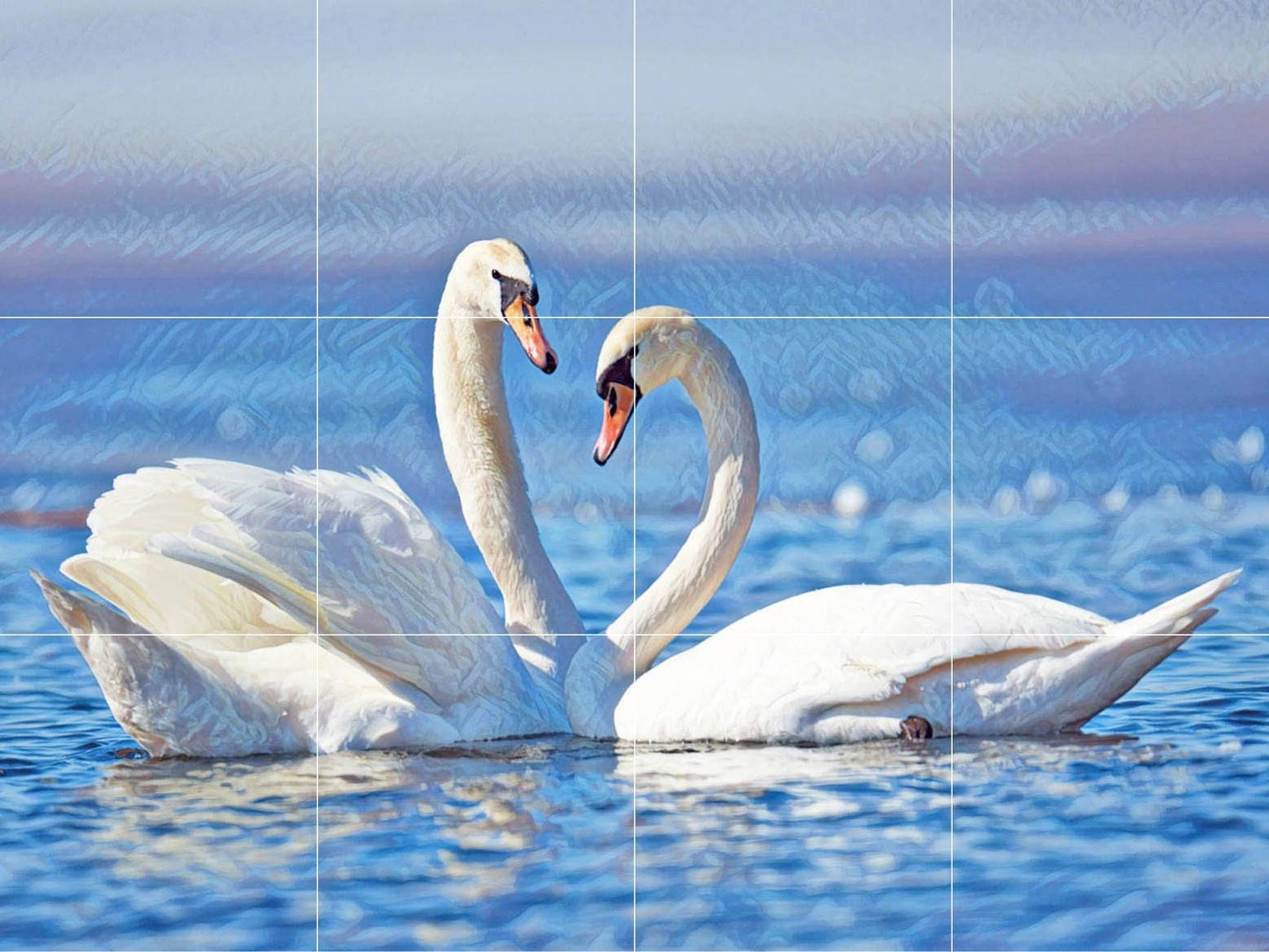 Tile Mural/Mosaic Ceramic Panel of Swan - Bird Mural - Swans Wall Decor - Swan Wall Art - Swan Tile Mural - Gloss Tiles - Tile Mosaic