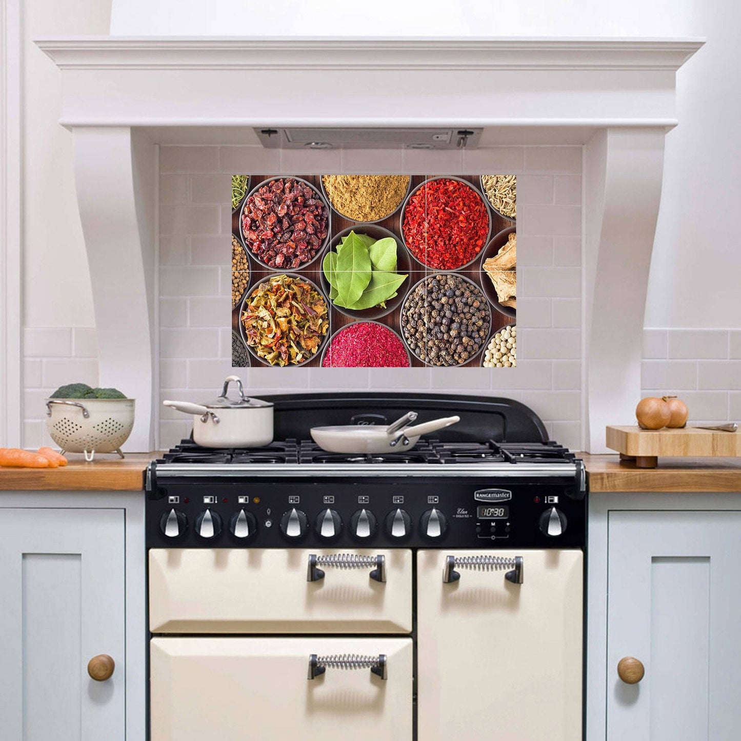 Tile Mural/Mosaic Ceramic Panel of Herbs and Spices - Spices Wall Art - Kitchen Backsplash Tiles - Herbs Print - Gloss Tiles -Tile Mosaic