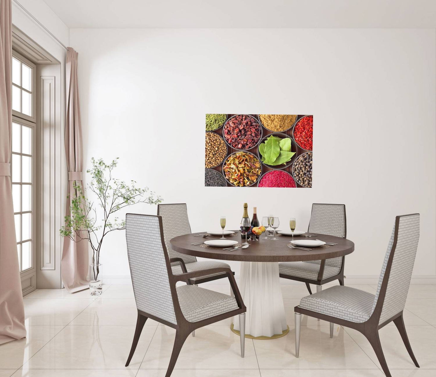 Tile Mural/Mosaic Ceramic Panel of Herbs and Spices - Spices Wall Art - Kitchen Backsplash Tiles - Herbs Print - Gloss Tiles -Tile Mosaic