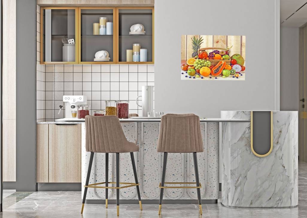 Tile Mural/Mosaic Ceramic Panel of a Fruit Basket -Fruit art -Kitchen Backsplash Tiles -Kitchen Mural -Fruit Print -Gloss Tiles -Tile Mosaic