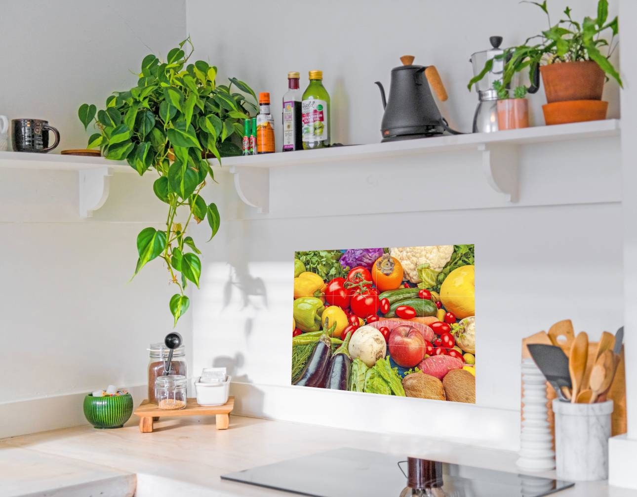 Tile Mural/Mosaic Ceramic Panel of Vegetables - Kitchen Wall Art - Kitchen Backsplash Tiles -Vegetables wall print -Gloss Tiles -Tile Mosaic