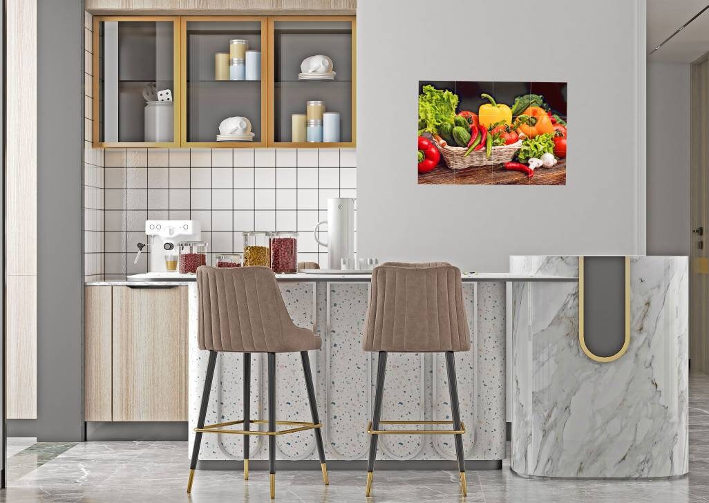 Tile Mural/Mosaic Ceramic Panel of Vegetables - Kitchen Wall Art - Kitchen Backsplash Tiles - Kitchen Mural - Gloss Tiles - Tile Mosaic