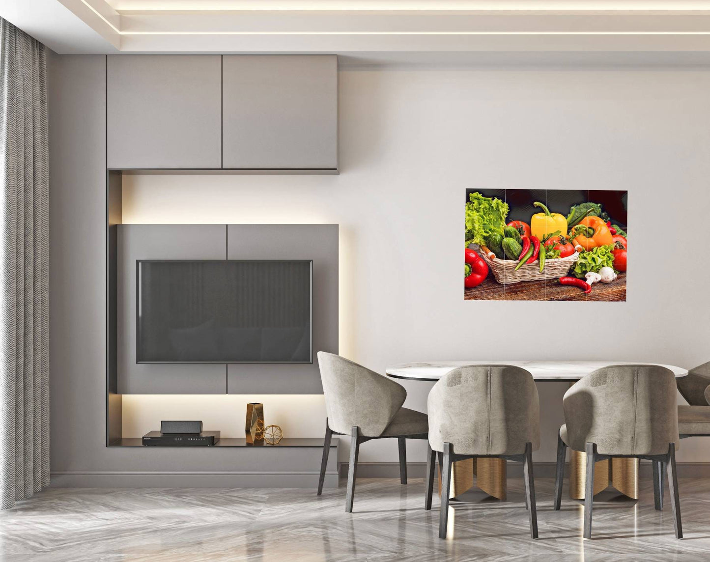 Tile Mural/Mosaic Ceramic Panel of Vegetables - Kitchen Wall Art - Kitchen Backsplash Tiles - Kitchen Mural - Gloss Tiles - Tile Mosaic