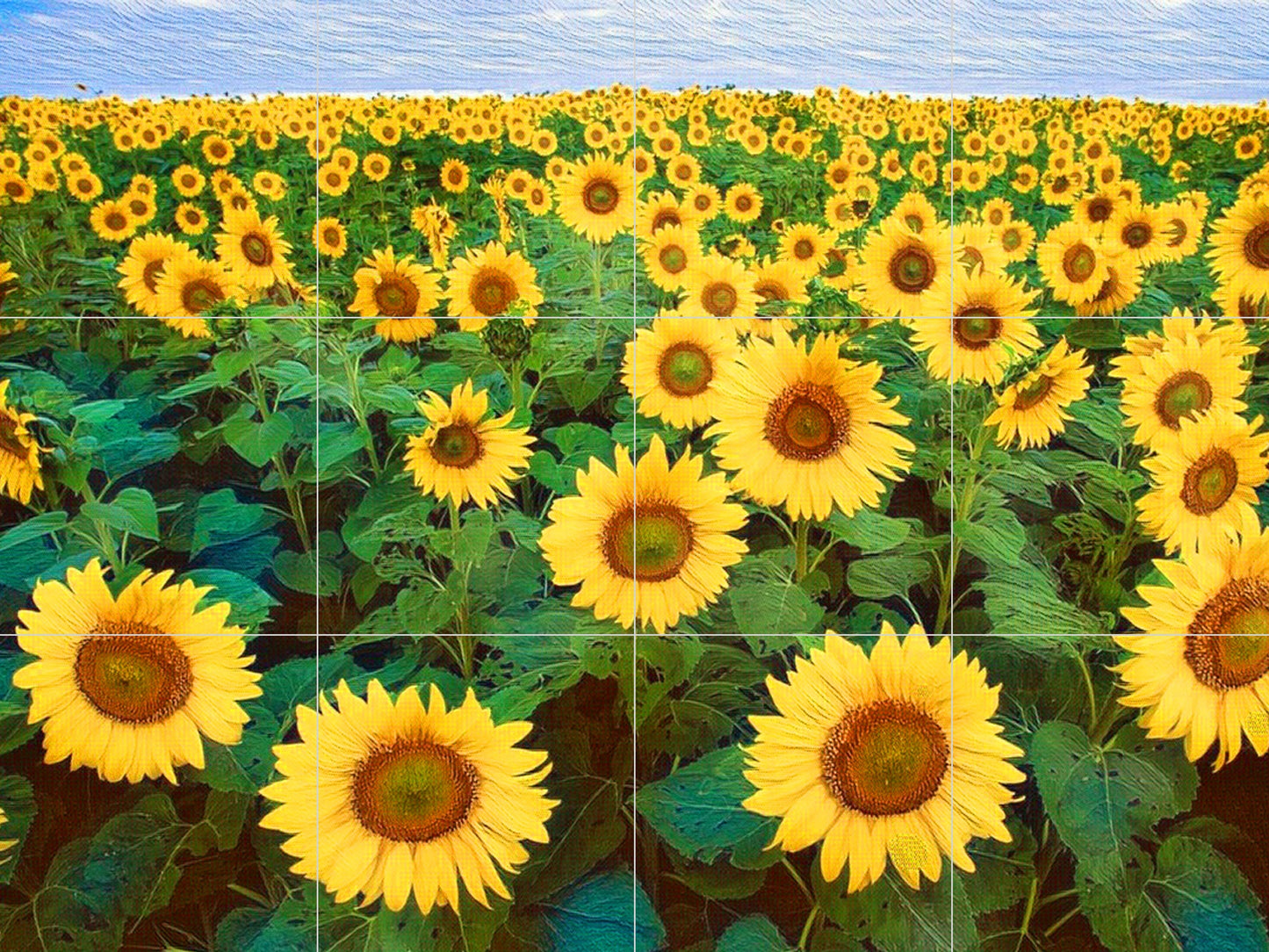 Tile Mural/Mosaic Ceramic Panel of a Sunflower Field - Beautiful Landscape - Sunflower Field print - Tile Mural - Gloss Tiles - Tile Mosaic