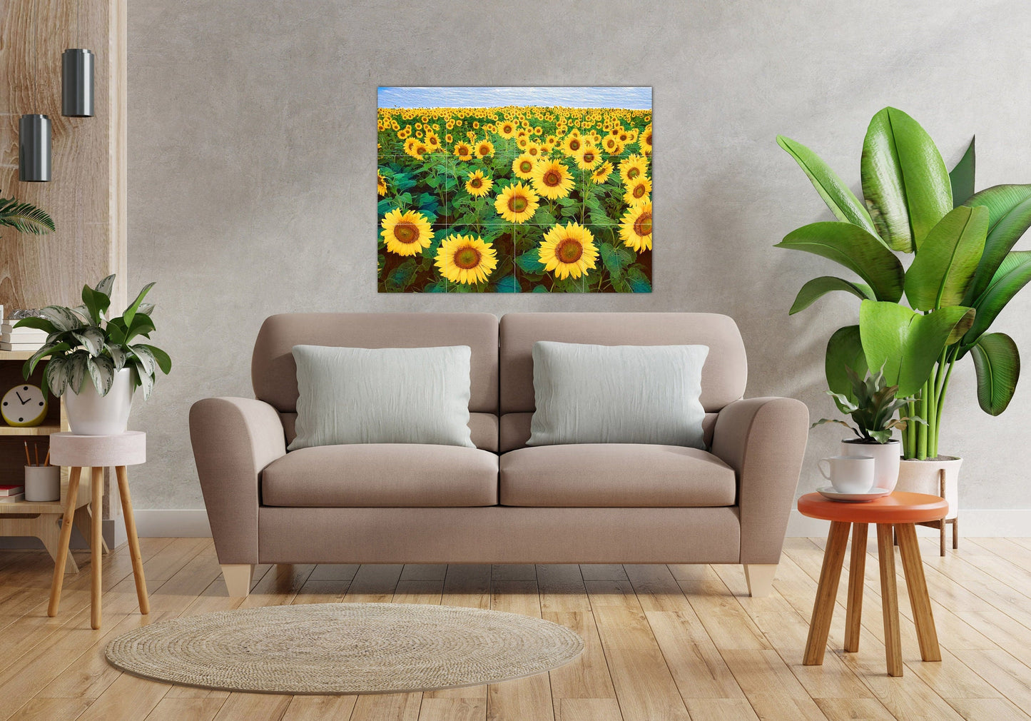 Tile Mural/Mosaic Ceramic Panel of a Sunflower Field - Beautiful Landscape - Sunflower Field print - Tile Mural - Gloss Tiles - Tile Mosaic