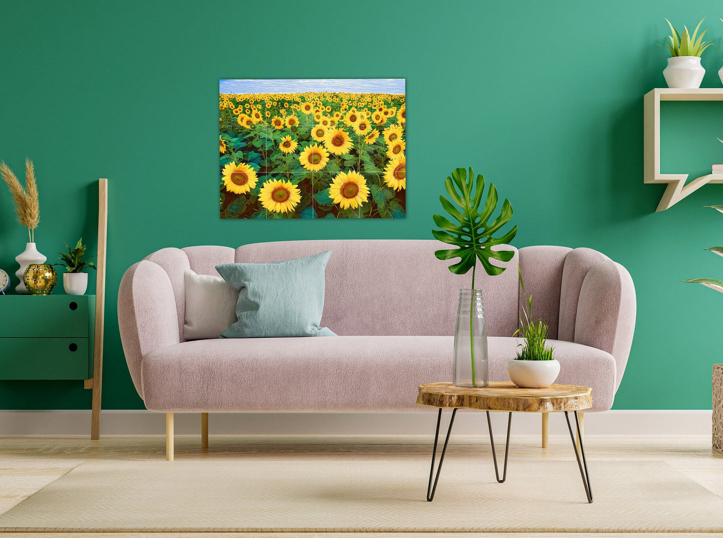Tile Mural/Mosaic Ceramic Panel of a Sunflower Field - Beautiful Landscape - Sunflower Field print - Tile Mural - Gloss Tiles - Tile Mosaic