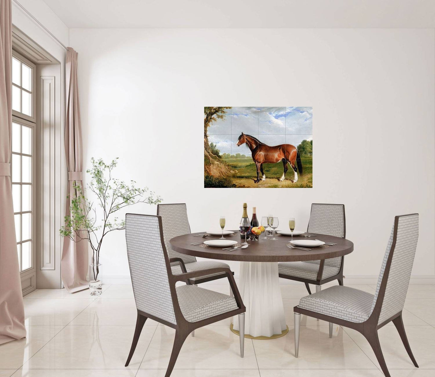 Tile Mural/Mosaic Ceramic Panel of A Clydesdale Stallion - John Frederick - Nature Art - Tile Mural - Horse wall print - Horse Tile Mosaic