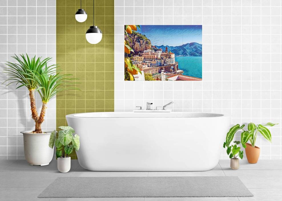 Tile Mural/Mosaic Ceramic Panel of Amalfi coast - Amalfi Mural- Amalfi coast print - Italian Wall Art - Tile Mural -Gloss Tiles -Tile Mosaic
