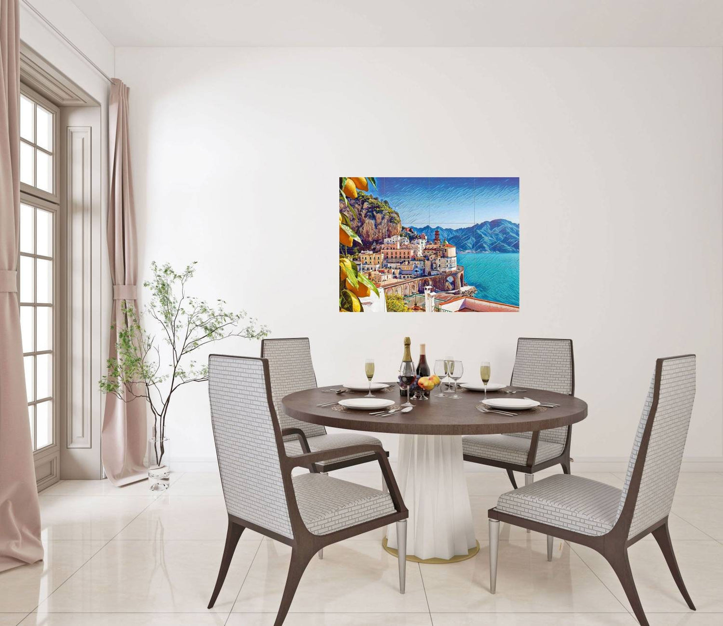 Tile Mural/Mosaic Ceramic Panel of Amalfi coast - Amalfi Mural- Amalfi coast print - Italian Wall Art - Tile Mural -Gloss Tiles -Tile Mosaic