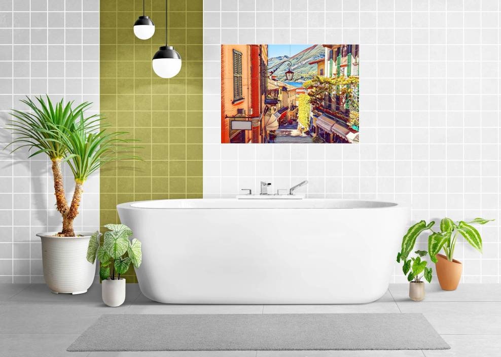 Tile Mural/Mosaic Ceramic Panel of Bellagio Lake Como - Bellagio wall print - Lake Como print -Home Decor -Tile Mural - Tile Mosaic