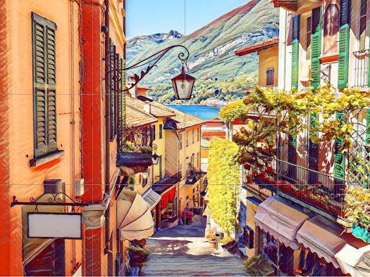 Tile Mural/Mosaic Ceramic Panel of Bellagio Lake Como - Bellagio wall print - Lake Como print -Home Decor -Tile Mural - Tile Mosaic