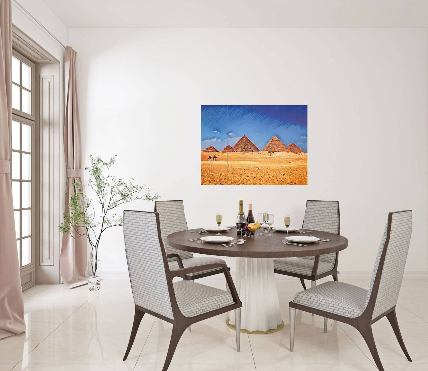 Tile Mural/Mosaic Ceramic Panel of Cairo Pyramids - Pyramids wall print - Egypt wall art - Pyramids Wall Art - Tile Mural - Tile Mosaic