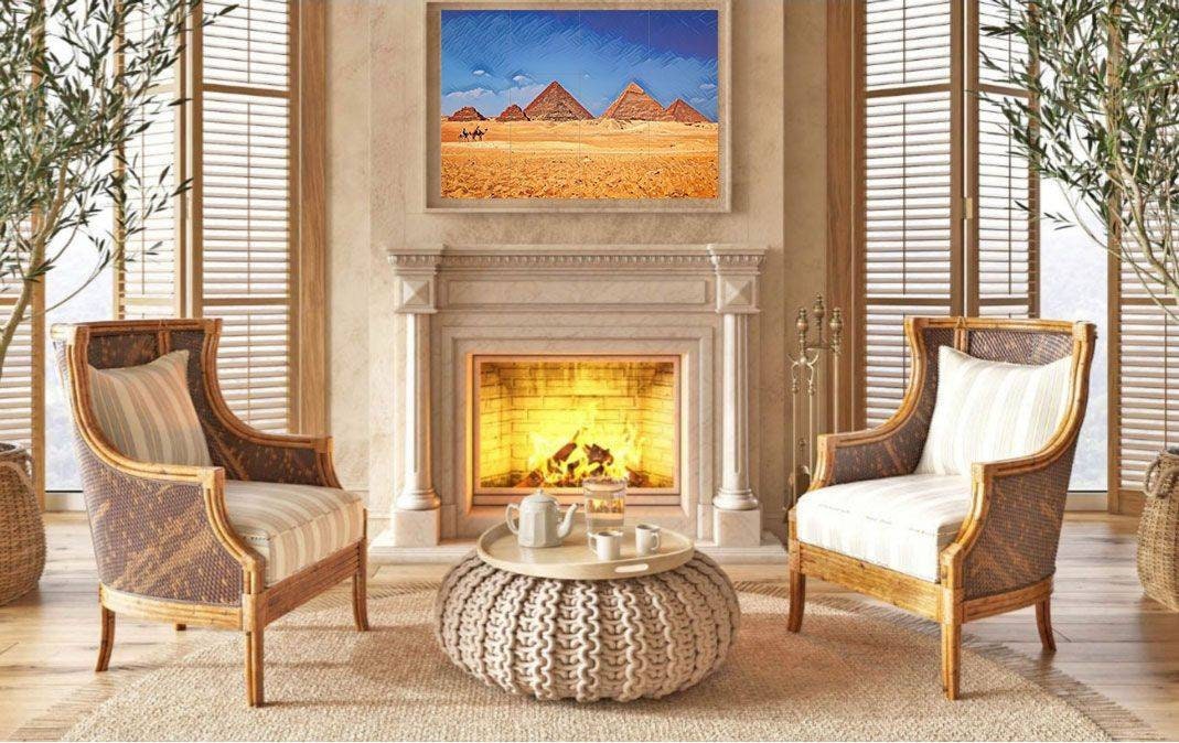 Tile Mural/Mosaic Ceramic Panel of Cairo Pyramids - Pyramids wall print - Egypt wall art - Pyramids Wall Art - Tile Mural - Tile Mosaic