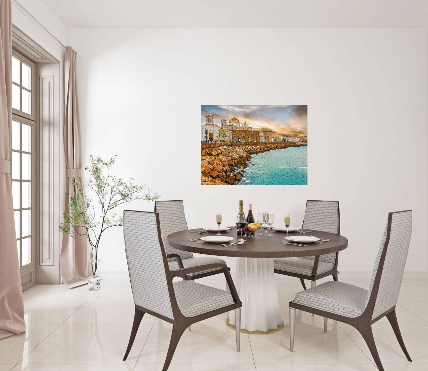 Tile Mural/Mosaic Ceramic Panel of Cadiz -Cadiz wall print- Spain wall print - Spanish Riviera print -Tile Mural - Gloss Tiles - Tile Mosaic