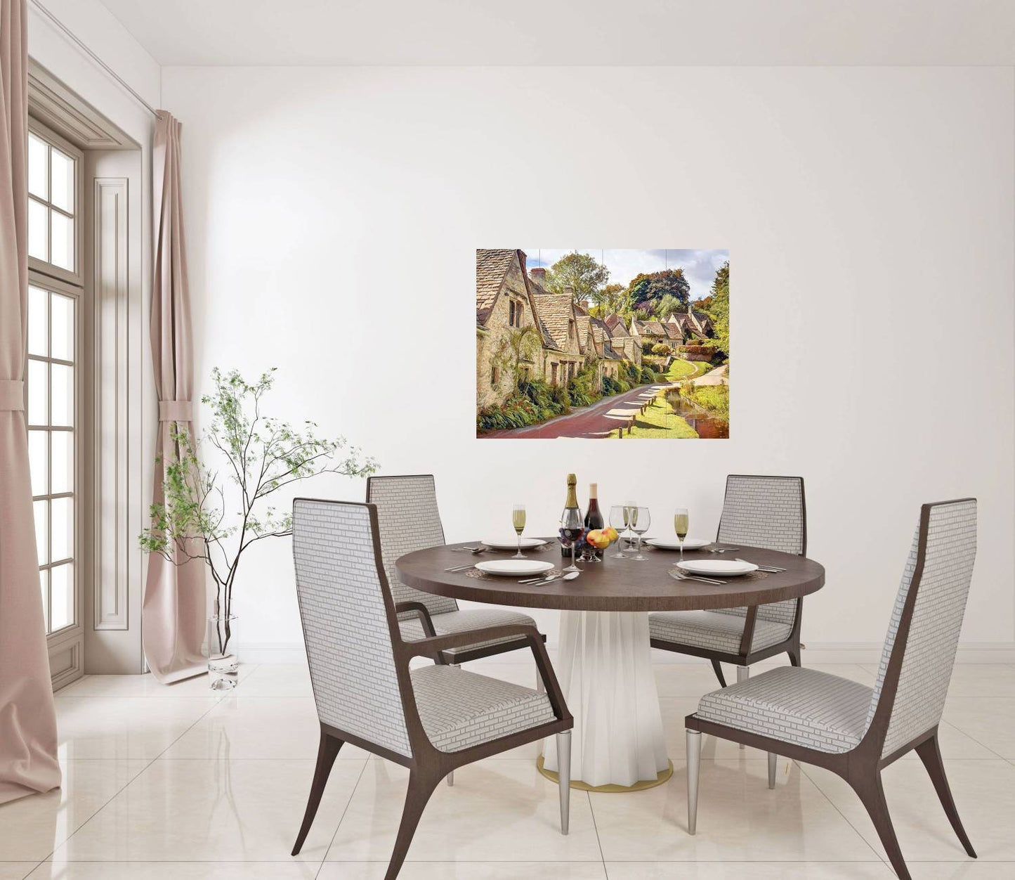 Tile Mural/Mosaic Ceramic Panel of Bibury -Bibury wall print -Bibury Wall Art - Tile Mural - Gloss Tiles -Tile Mosaic - Kitchen backsplash