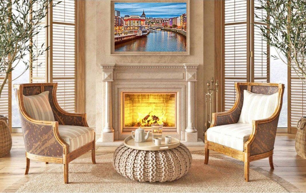 Tile Mural/Mosaic Ceramic Panel of Bilbao, Biscay - Bilbao wall print - Bilbao Spain wall art -Tile Mural -Gloss Tiles -Tile Mosaic
