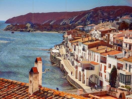 Tile Mural/Mosaic Ceramic Panel of Cadaqués Costa Brava - Spanish wall mural - Costa Brava Wall Art - Tile Mural - Gloss Tiles -Tile Mosaic