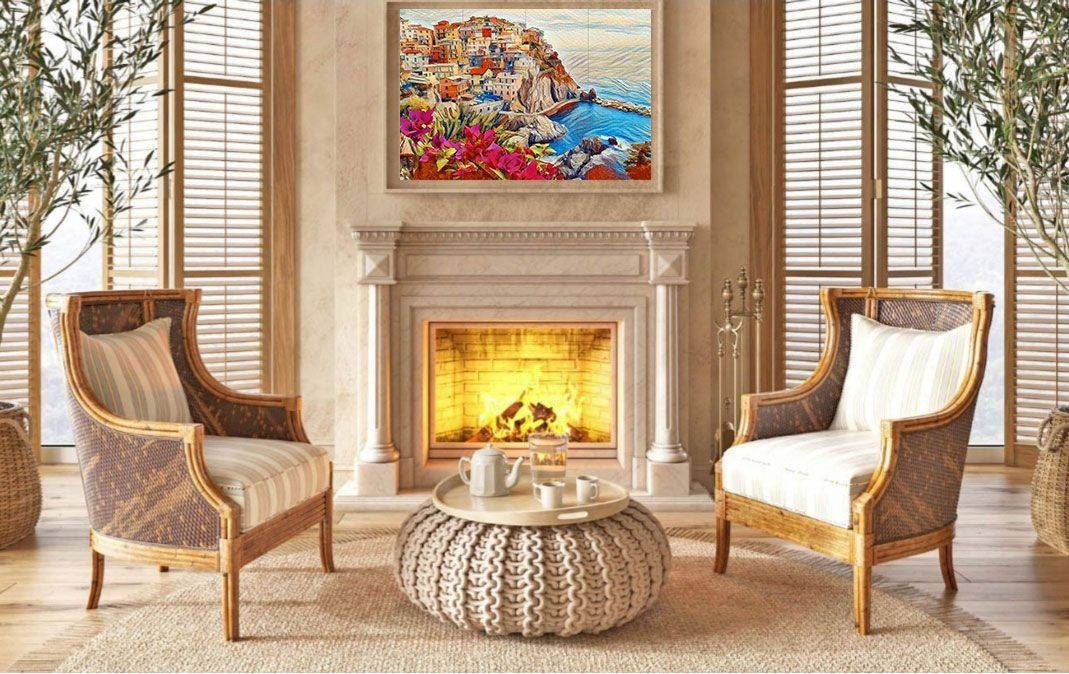 Tile Mural/Mosaic Ceramic Panel of Cinque Terre - Cinque Terre print - Cinque Terre Wall Art - Tile Mural - Gloss Tiles - Tile Mosaic