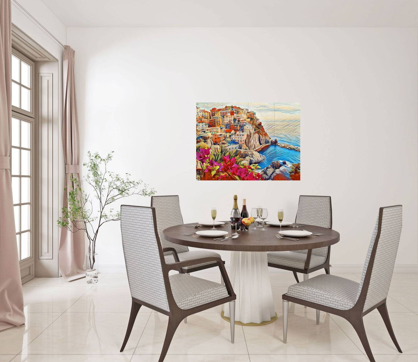 Tile Mural/Mosaic Ceramic Panel of Cinque Terre - Cinque Terre print - Cinque Terre Wall Art - Tile Mural - Gloss Tiles - Tile Mosaic
