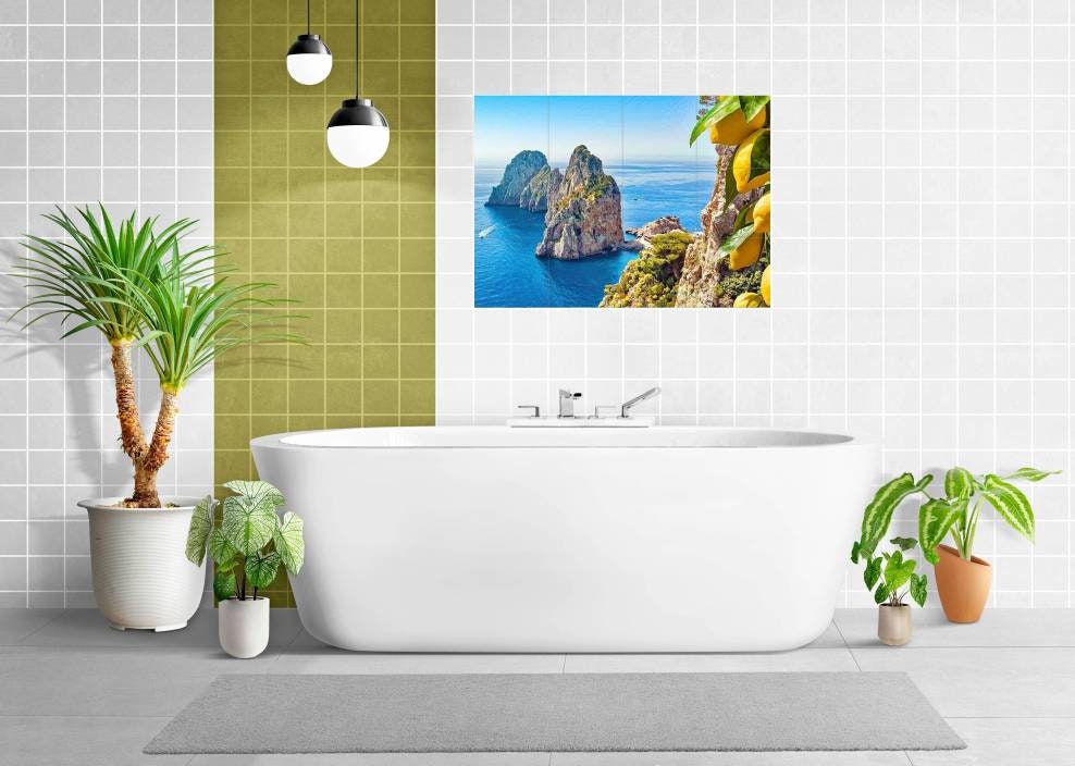 Tile Mural/Mosaic Ceramic Panel of Capri - Capri wall print - Amalfi coast print - Capri Wall Art - Tile Mural - Gloss Tiles - Tile Mosaic