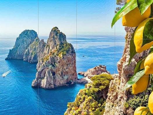 Tile Mural/Mosaic Ceramic Panel of Capri - Capri wall print - Amalfi coast print - Capri Wall Art - Tile Mural - Gloss Tiles - Tile Mosaic