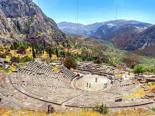 Tile Mural/Mosaic Ceramic Panel of Delphi - Greece - Beautiful Landscape - Colourful Wall Art - Tile Mural - Gloss Tiles - Tile Mosaic