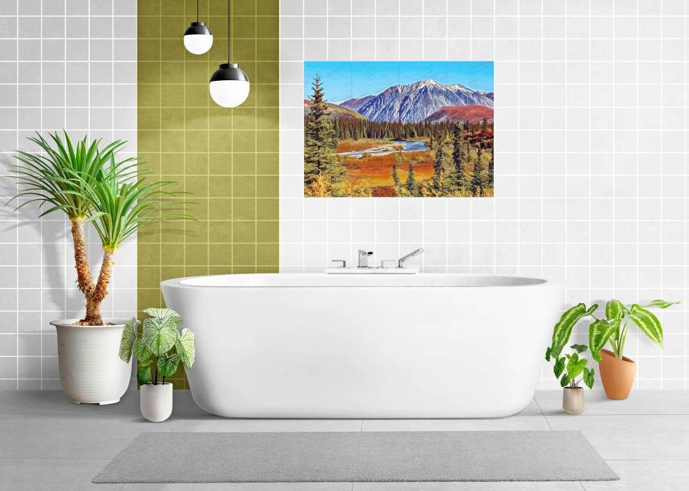 Tile Mural/Mosaic Ceramic Panel of Denali Park Alaska - Alaska Wall print - Denali Park Print - Tile Mural - Gloss Tiles - Tile Mosaic