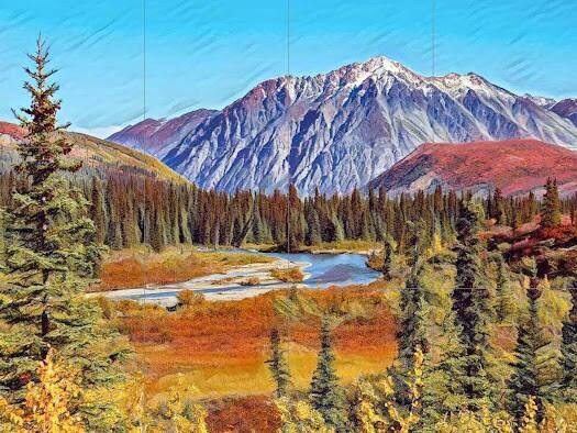 Tile Mural/Mosaic Ceramic Panel of Denali Park Alaska - Alaska Wall print - Denali Park Print - Tile Mural - Gloss Tiles - Tile Mosaic