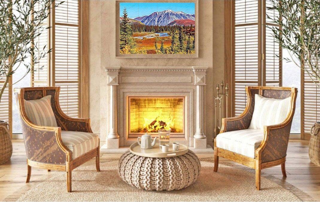 Tile Mural/Mosaic Ceramic Panel of Denali Park Alaska - Alaska Wall print - Denali Park Print - Tile Mural - Gloss Tiles - Tile Mosaic