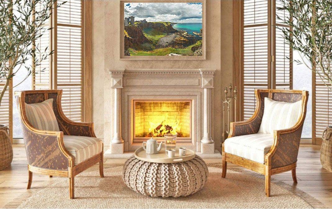Tile Mural/Mosaic Ceramic Panel of Dunluce Castle Ireland - Dunluce Castle print - Ireland Wall Art - Tile Mural - Gloss Tiles -Accent tiles
