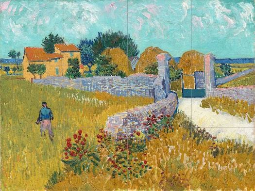 Tile Mural/Mosaic Ceramic Panel of - Vincent Van Gogh Farmhouse in Provence - Van Gogh wall art - Tile Mural - Van Gogh print - Tile Mosaic