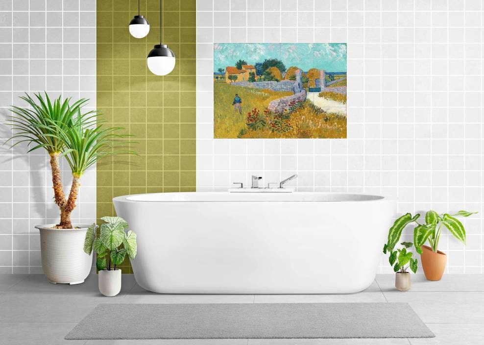 Tile Mural/Mosaic Ceramic Panel of - Vincent Van Gogh Farmhouse in Provence - Van Gogh wall art - Tile Mural - Van Gogh print - Tile Mosaic