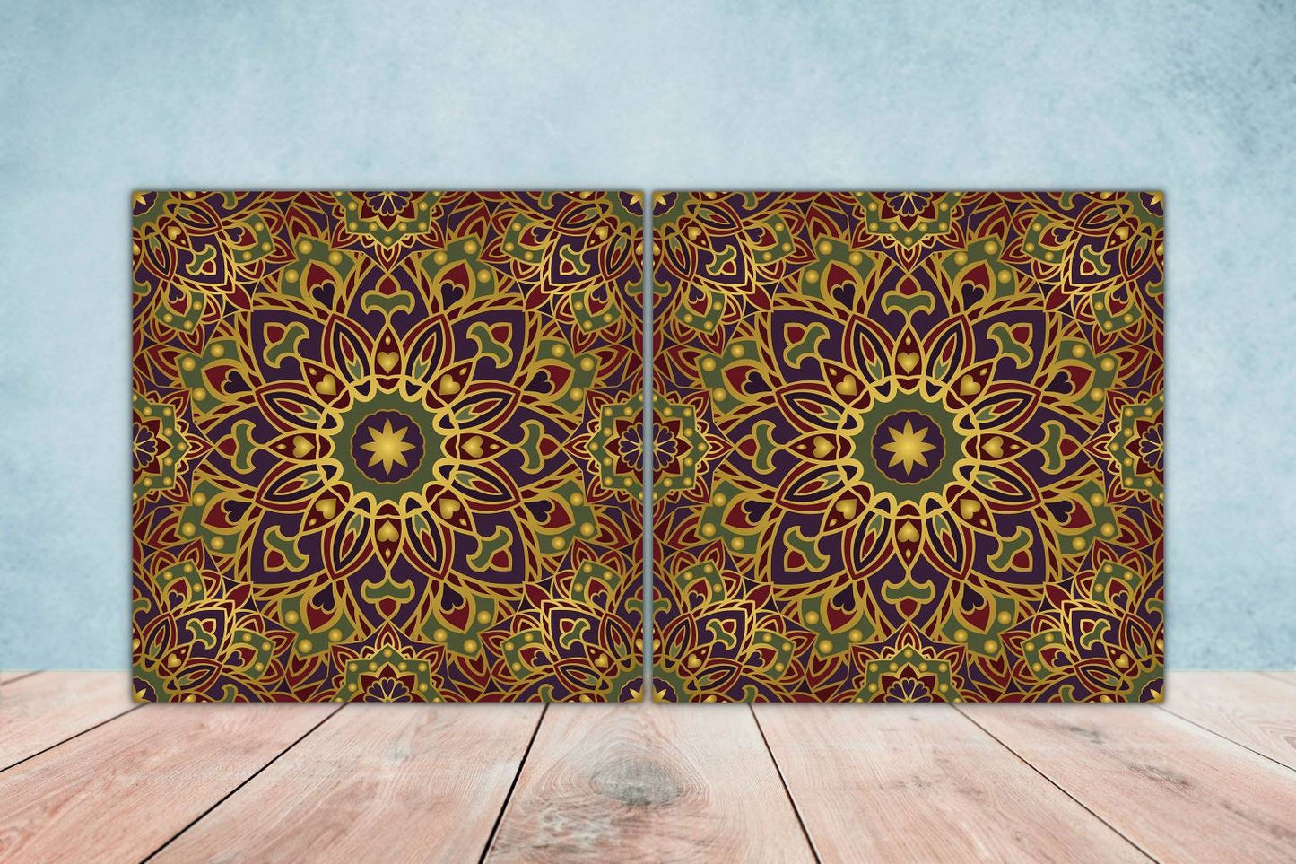 Moroccan Ceramic Tiles - Set of 2 Moroccan Wall Decor Tiles - Kitchen Backsplash Tiles, Table Decorative Tiles, Bathroom Tiles, Coaster