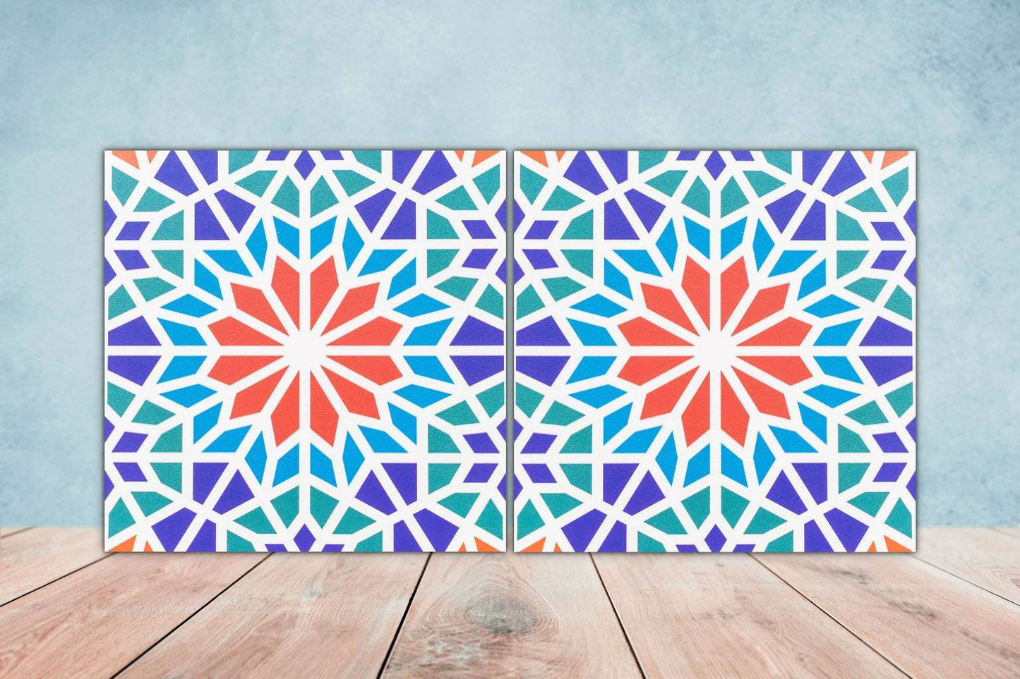 Moroccan Ceramic Tiles - Set of 2 Moroccan Wall Decor Tiles - Kitchen Backsplash Tiles, Table Decorative Tiles, Bathroom Tiles, Coaster